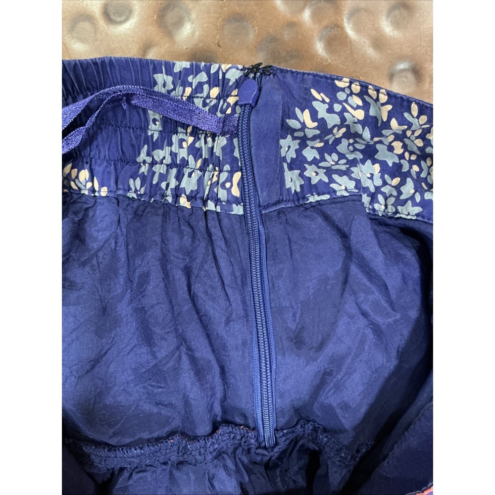Anthropologie Odille Silk Tiered Ruffle, Skirt Blue Red Floral,Sz 4, Lined - Picture 6 of 11